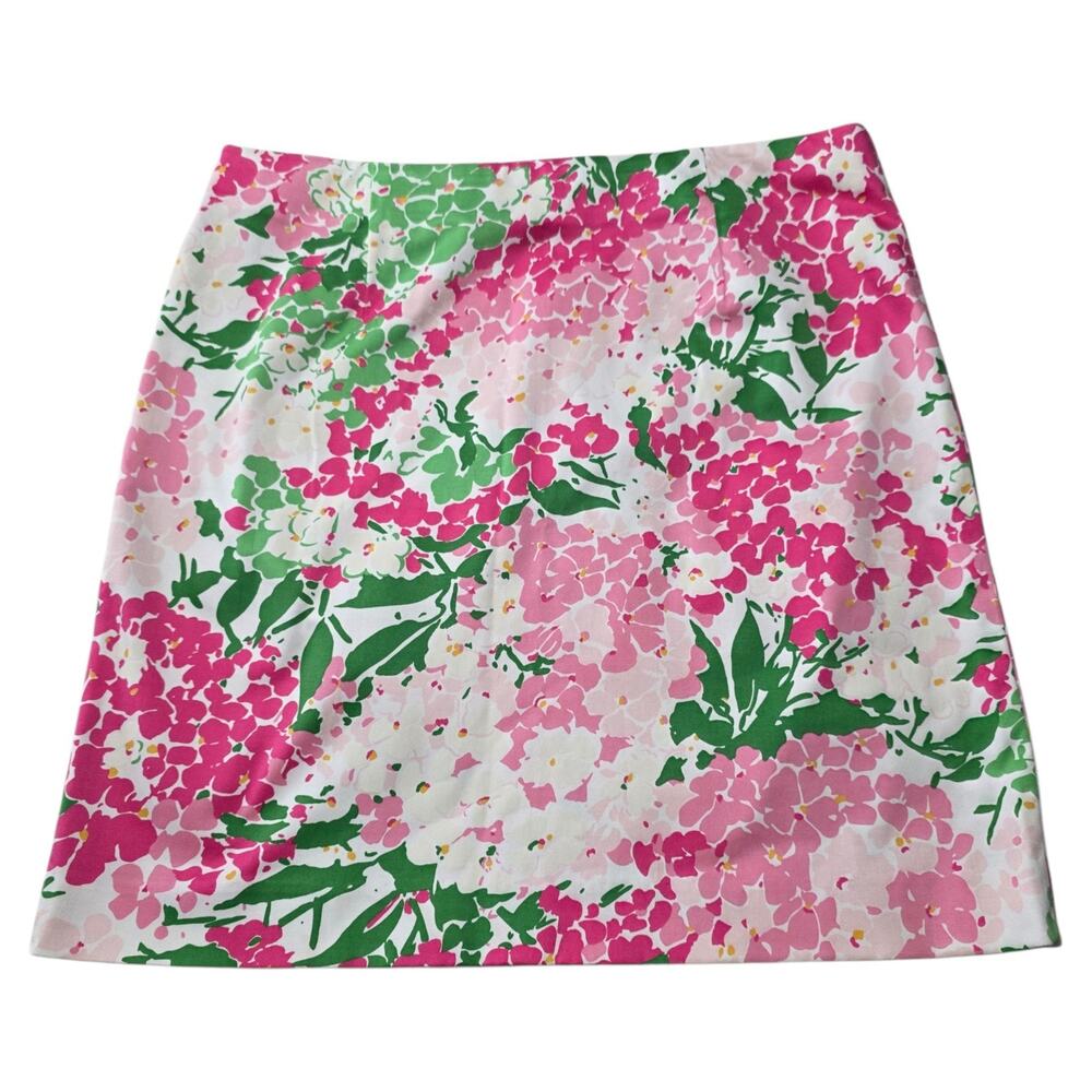 Lauren Ralph Lauren Floral Skirt Size 14 Pink Green Preppy Garden A-Line